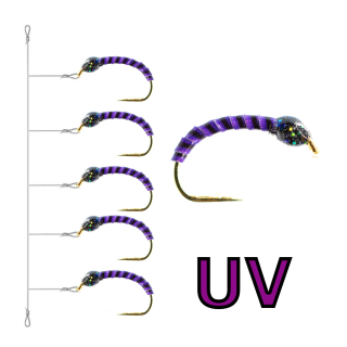 Hegene UV 5er Synth. Quill Purple Glitter Head