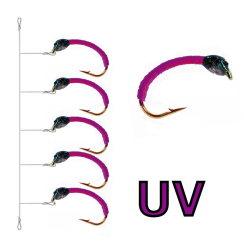 Hegene UV 5er Synth. Quill Red-Purple Glitter Head
