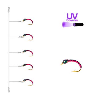 Hegene UV 5er Synth. Quill Purple-Pink Glitter Head