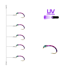 Hegene UV 5er Synth. Quill Purple-Lt. Blue Glitter Head