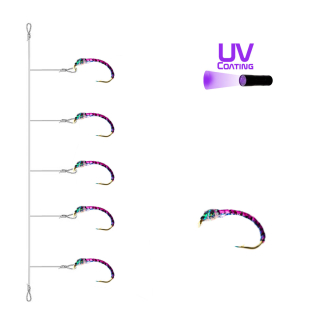 Hegene UV 5er Synth. Quill Purple-Lt. Blue Glitter Head 14