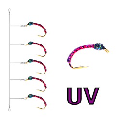 Hegene UV 5er Synth. Quill WB Purple-Red Glitter Head