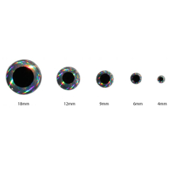 FTS 3D Eyes Silver - Schwarz 4mm