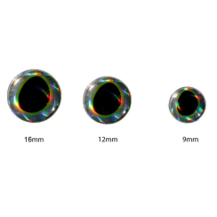 Occhi Tridimensionali FTS Silver - Nero 12mm