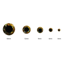 FTS 3D Eyes Gold - Black 6mm